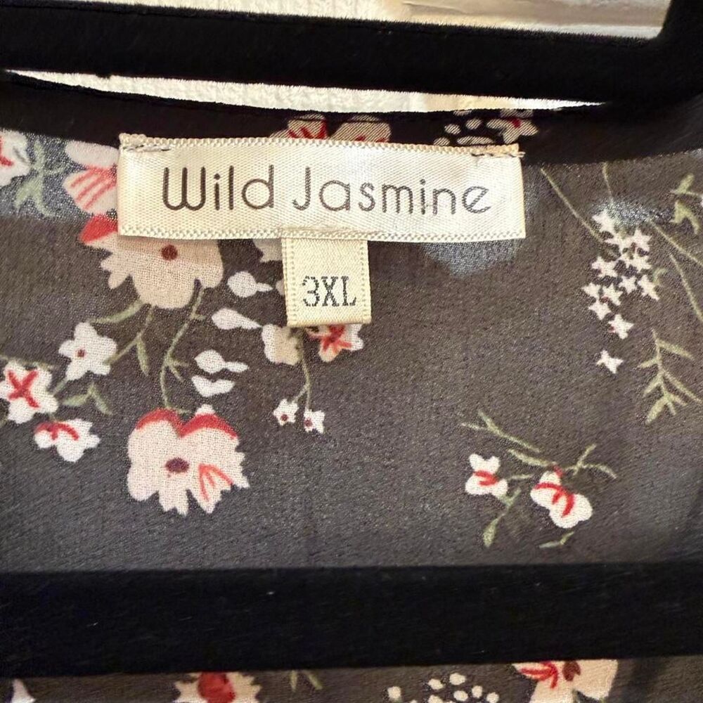 Wild Jasmine Boutique Brand Women's Black & Pink Floral Cottagecore Blouse - Picture 2 of 6